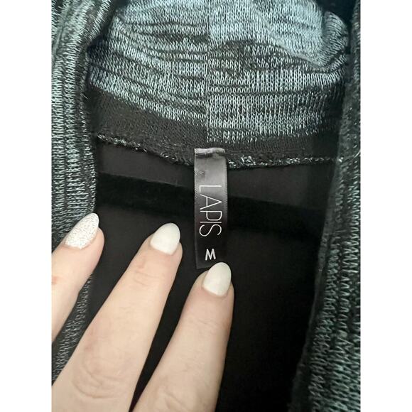 Women's Lapis Cross Back Black And Blue Striped Cowl-neck Sweater Size Medium - Picture 4 of 8